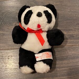 Russ Berrie Black and White Plush Toy with Red Accent